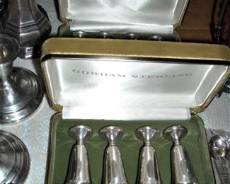 Gorham Sterling silver shot glasses.  Two sets.