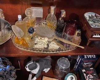 vanity items vintage perfume bottles  - lots of them throughout home