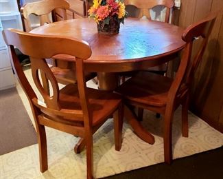 Pedestal table & four sturdy side chairs