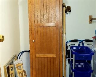"Jelly" cabinet, new towel bars, crutches, basket stand, wall sconces & clock