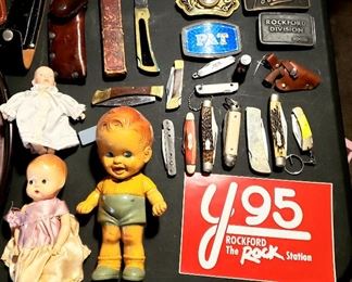 Knives, vintage dolls etc.