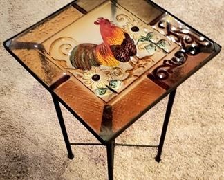Glass top "Rooster" motif small table
