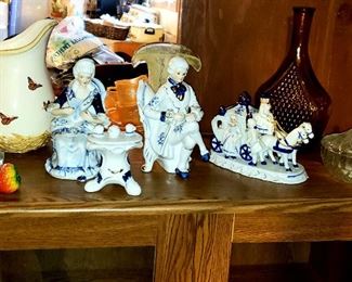 Figurines, pitcher & glassware