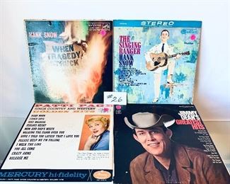 Lot #26 - $30,  Patti Page,1960,Condition: Good /  Hank Snow, 1959,Condition: Acceptable / Hank Snow, 1959,Condition: Good / Jimmy Dean, 1966,Condition: Acceptable
