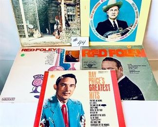 Lot #44 - $28,  Bill Monroe,1977 / Bill Monroe and his Bluegrass, 1962 / Ray Price, 1961 /  Red Foley ,1971 / Red Foley,1966 - Condition: Ranges Good to Acceptable