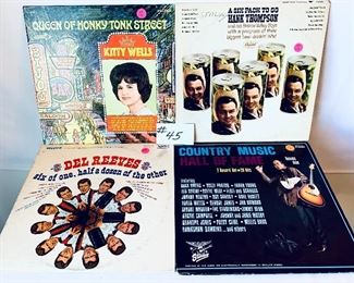 Lot #45 -$20,  Kitty Wells ,1967,Cond:Good /Hank Thompson, 1966,Cond:Acceptable/ Del Reeves,1967,Cond: Good /Country Music Hall of Fame(2/set) ,1969,Cond:Good

