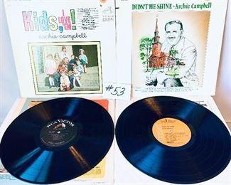 Lot 53 -$12 - Archie Campbell Albums, Kids I love em', 1967, Cond.:Fair / Didn't He Shine, 1971, Cond.:Good
