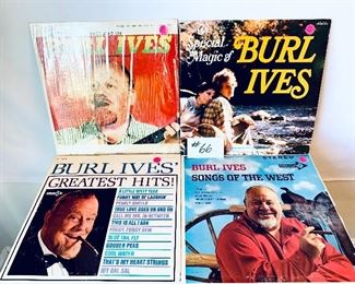 Lot 66- $18,   Burl Ives Albums, Spotlight on Burl, 1962, Cond.:Fair/ Special Magic, 1981, Cond.: Very Good/ Greatest Hits,1966, Cond.: Acceptable/ Songs of the West, 1961, Cond.: Good
