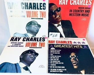Lot 68- $23,   Ray Charles Albums 1960's, Modern Sounds Vol 2 Beige Cvr, Good/ Modern Sounds Vol 2 Beige Cvr, Acceptable/ Modern Sounds Vol 2 Red Cvr, Acceptable/ Greatest Hits, Fair/ Greatest Hits, NO COVER
