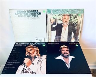 Lot 76- $40, Kenny Rogers Albums,  Share Your Love, Cond.:Good/ 1st Edition Greatest Hits,  Cond.:Acceptable/ Greatest Hits ,Cond.:Good/
Greatest Hits, Cond.: Good/Daytime Friends, Cond.:Very Good
