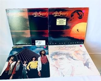 #81- $7 each - Air Supply Albums: A-Now & Forever, B-Now & Forever,  C-Now & Forever, D-Lost In Love,  E- Greatest Hits / Condition: Ranges from Very Good to Acceptable 
