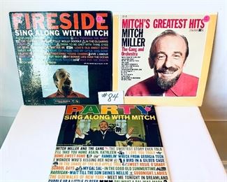 Lot 84- $14,  Mitch Miller Albums, Fireside, Condition:Good/ Greatest Hits, Conditoin:Very Good/  Party, Condition:Good
