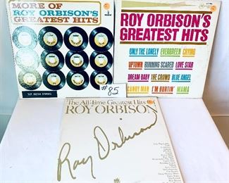 Lot 85- $25,  Roy Orbison Albums, More of Greatest Hits, Cond.: Acceptable/ Greatest Hits, Cond.: Acceptable/ All-Time Greatest Hits, Cond.:Good
