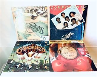 Lot 89- $35,   Commodores Albums, Natural High, 1978/ In The Pocket, 1981/ Greatest Hits, 1978/ All The Great Hits, 1982 - Condition: Ranges Good to Acceptable
