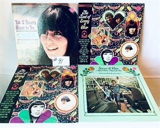 Lot 91- $30,  Cher and Sonny & Cher Albums, 1960's/1970's, Conditon: Range Good to Acceptable