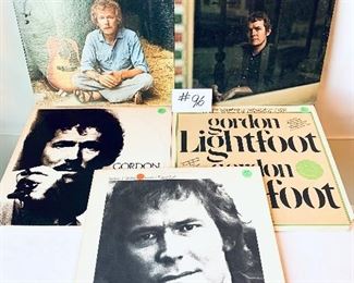Lot 96- $55,   Gordon Lightfoot Albums 1970's, If you could read my mind, Good/ Summertime Dream, Good/ Summer side of Life,  Acceptable/ Very Best of, Fair/ Sundown, Fair
