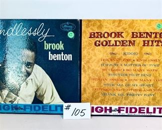 Lot 105- $10,   Brook Benton Albums, Endlessly, 1959, Condition:Acceptable/ Golden Hits, 1961, Condition:Very Good
