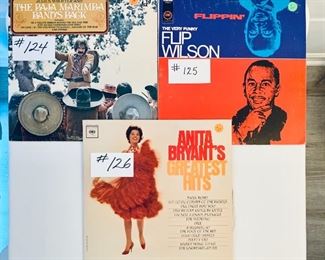 #124- $8, The Baja Marimba Band,1964, Cond:Good
#125-(SOLD)Flip Wilson,1961, Cond.:Good
#126- $4, Anita Bryant,1963, Cond.:Acceptable
