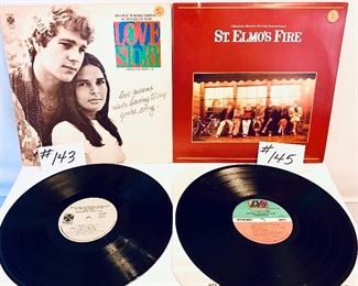 #143 -$8, Love Story Soundtrack, 1961, Cond.:Fair/          #145 -$7, St. Elmo's Fire Original Soundtrack, 1985, Cond.:Fair
