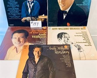 Lot #159 - $12,  Andy Williams  Albums, 1960's/70's, Condition: Very Good (3), Acceptable (2)