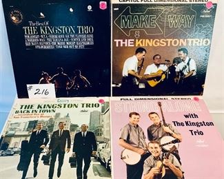 Lot 216 - $15,   The Kingston Trio Albums, 1960, 61, 62, 64, Condition: Very Good to Acceptable