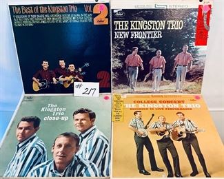 Lot 217 -$15, The Kingston Trio Albums 1961, 62, 65, Condition: Very Good to Acceptable