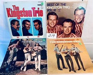 Lot 219 -$18, The Kingston Trio Albums 1962, 64, 65, 66, Condition: Very Good (3), Good (1)