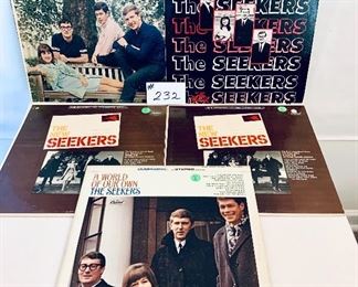 Lot 232 -$22,  The Seekers Albums 1964, 65, 65, Condition: Good to Acceptable