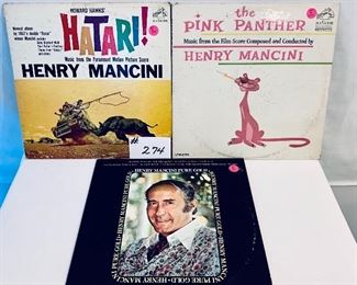 Lot 274 - $16,  Henry Mancini Albums  1963, 64, 75, Condition: Good to Acceptable