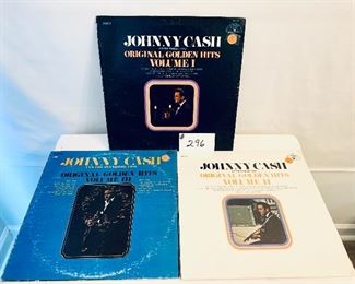 Lot 296 -$40, Johnny Cash Golden Hits 1969 & 1971, Volume 1, 1969, Very Good/  Volume II 1969, Very Good/  Volume III, 1971, Acceptable
