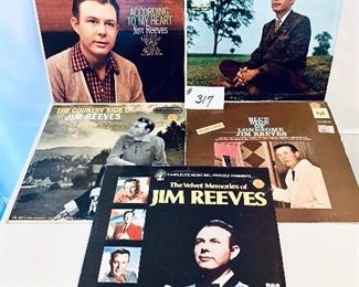 LOT 317-( 5 )JIM REEVES ALBUMS $18
Good to fair condition 1959-1978
