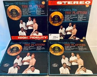 Lot 334-A,B,C,D THE PLATTERS 
A& B- $10 EACH.     C&D- $5 EACH 
ENCORE OF GOLDEN HITS 
good-acceptable 1960