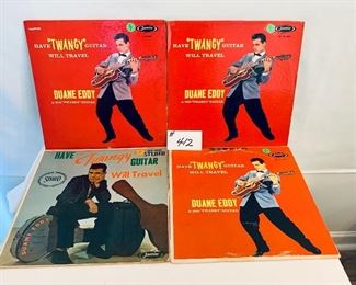 LOT 412-(4)  DUANE EDDY  $8 EACH
HAVE “TWANG” GUITAR WILL TRAVEL 
good-acceptable. 1958