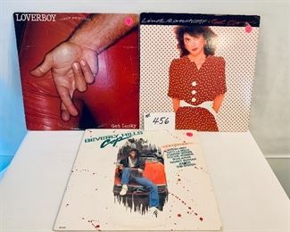 Lot # 456A- VARIOUS ARTISTS $7 EACH
A- LOVERBOY/ GET LUCKY  1981 
acceptable  (SOLD)
B- LINDA RHONSTADT / GET CLOSER 1982  good condition 
C-BEVERLY HILLS COP/ SOUND TRACK 1985 good condition 