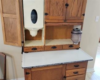 C.F. SCHMDE FURNITURE CO.  SHELBYVILLE INDIANA USA Hoosier Cabinet with Flour Bin and Swing out Jar