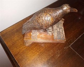 Hand Carved Original Raven on the Raven by Edgar Allan Poe