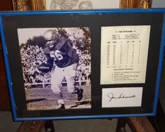 Hall of Fame Linebacker Joe Schmidt Autograph