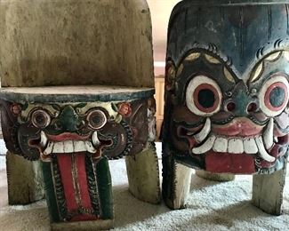 Pair Chief’s Chairs
Wood & paint
20th c Nigeria 
From Ann Nathan Gallery
