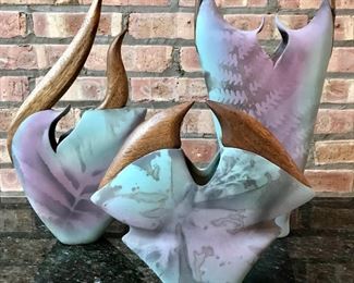 Raku & wood vessels
Signed
