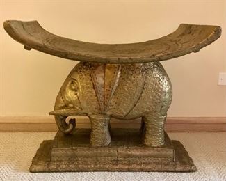 Ashsnti
Elephant bench 
Brass clad wood
20th c