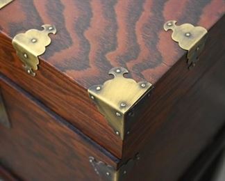 wooden chest with brass hardware (detail)