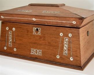 Fantastic mother of pearl string inlay tea caddy 19th century