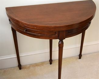 mahogany demilune flip top game table