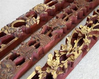 Asian wood and painted wood pieces