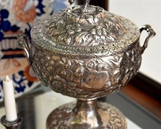silver fluted covered compote