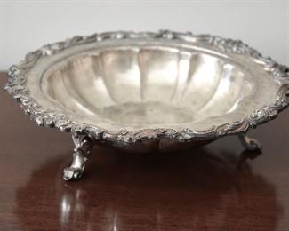 footed silver dish