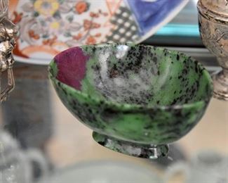 Ruby Zoisite (anyolite) footed bowl, small