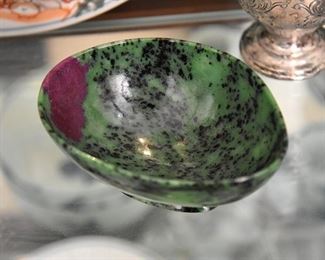 Ruby Zoisite (anyolite) footed bowl, small 