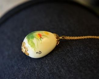 quail egg necklace with ladybugs