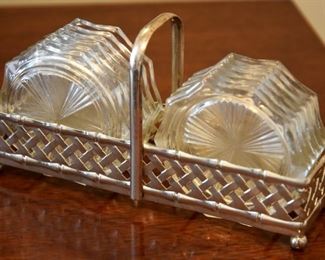 coasters in silver basket